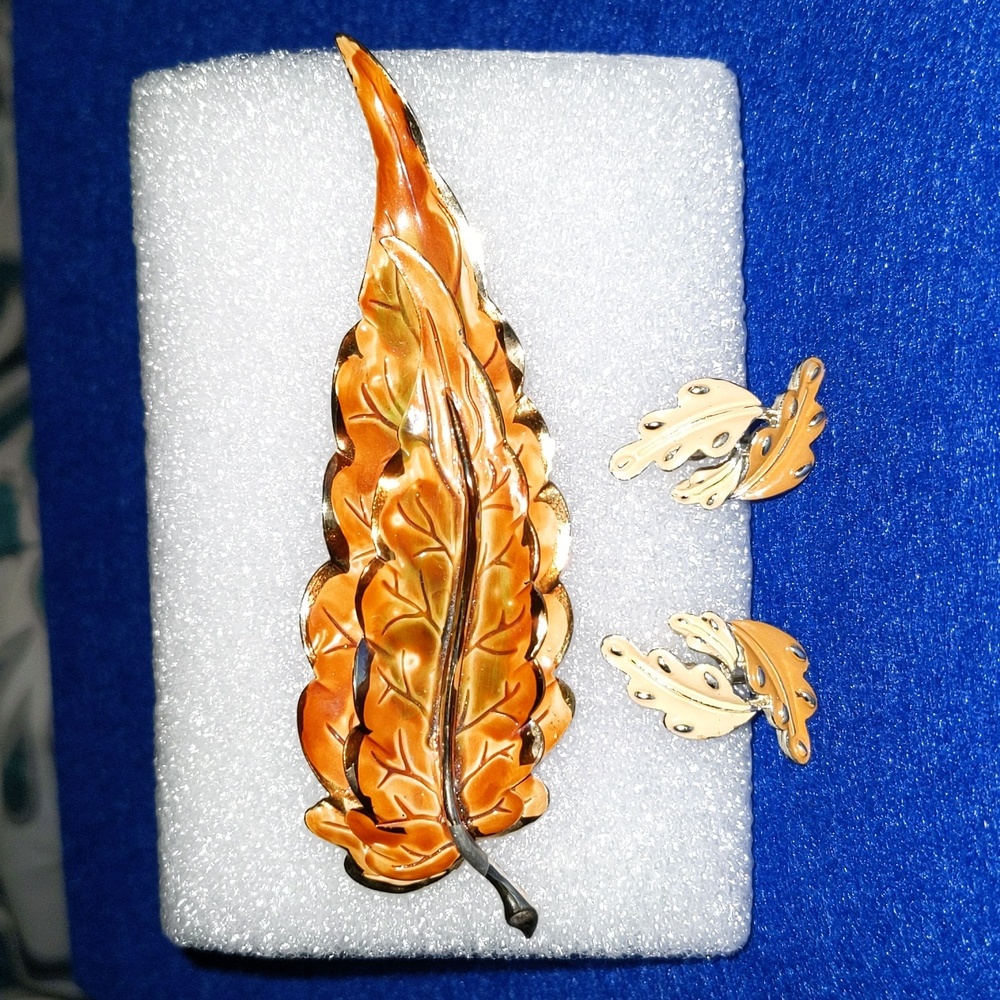 A278 🔥 5 For $35 🔥 Large Leaf Brooch & Coro Clip Earrings